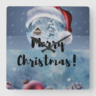 Modern funny cute Christmas reindeer      Square Wall Clock