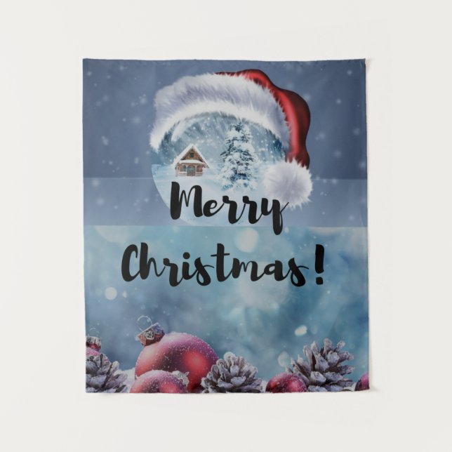 Modern funny cute Christmas reindeer      Tapestry (Front)