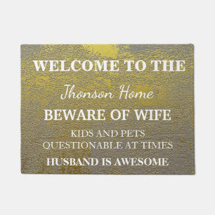 Modern Funny Family Name Welcome Personalised Door Doormat