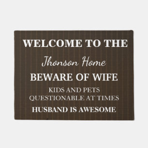 Modern Funny Family Name Welcome Personalised Door Doormat
