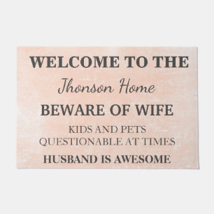 Modern Funny Family Name Welcome Personalised Door Doormat