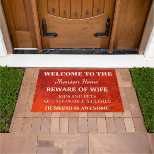 Modern Funny Family Name Welcome Personalised Door Doormat