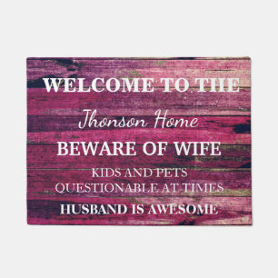 Modern Funny Family Name Welcome Personalised Door Doormat