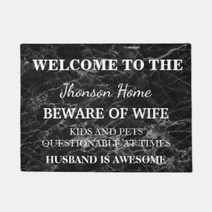 Modern Funny Family Name Welcome Personalized Doormat