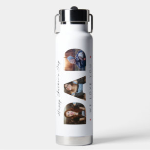 Modern Funny Father's Day from Daughter 3 Photo Water Bottle