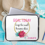 Modern Funny Floral Small Humans Laptop Sleeve<br><div class="desc">This modern,  funny case features stylish flowers and a faux gold glitter frame,  with the humourous quote “Goal Today: Keep the Small Humans Alive.”  Easily personalise with your name.  Makes a great gift for parents or teachers!</div>