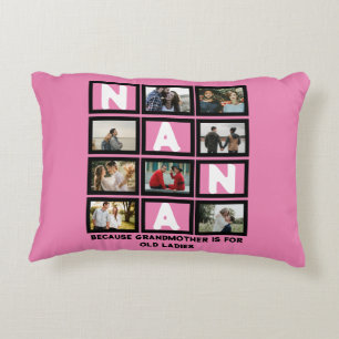 Modern Funny Grandmother Cute Nana 8 Photo Collage Decorative Cushion