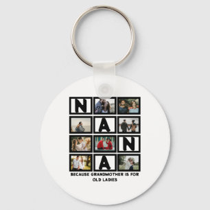 Modern Funny Grandmother Cute Nana 8 Photo Collage Key Ring