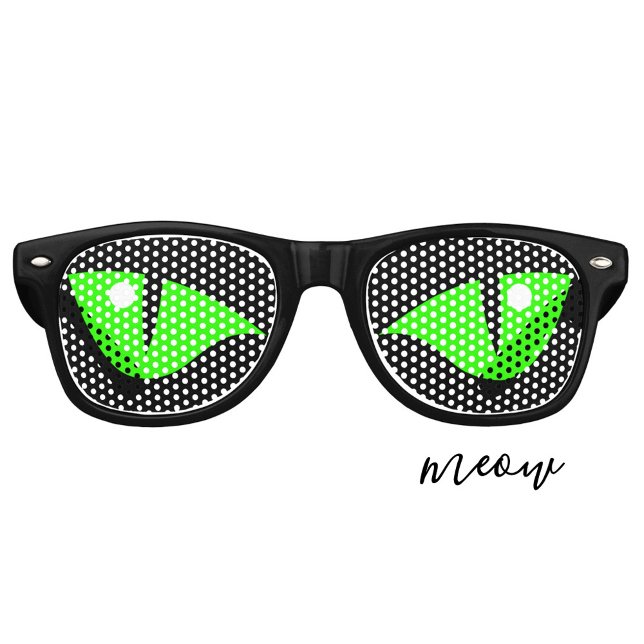 Modern Funny Green Cat Eyes Halloween Costume Retro Sunglasses (Creator Uploaded)