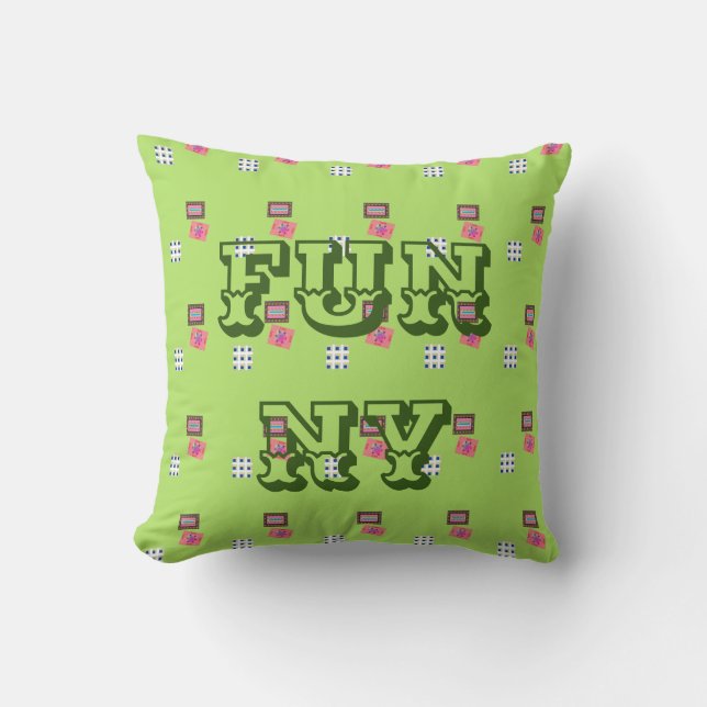 MODERN FUNNY KID'S  -LIGHT GREEN THROW PILLOW (Front)