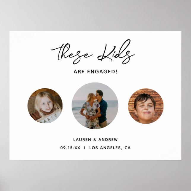 Modern Funny Kids Photo Engagement Party Sign (Front)