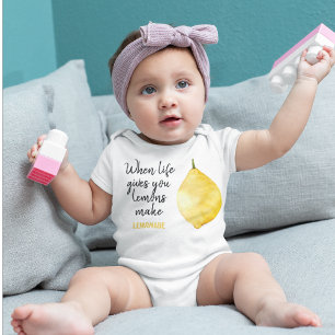 Modern Funny Lemon Yellow Quote Baby Bodysuit