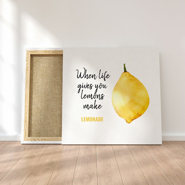 Modern Funny Lemon Yellow Quote Canvas Print (Creator Uploaded)