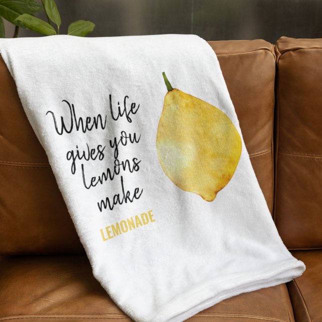 Modern Funny Lemon Yellow Quote Fleece Blanket (Creator Uploaded)