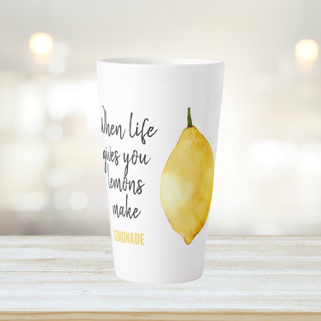 Modern Funny Lemon Yellow Quote Latte Mug (Creator Uploaded)
