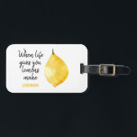 Modern Funny Lemon Yellow Quote Luggage Tag<br><div class="desc">Modern Funny Lemon Yellow Quote</div>