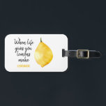 Modern Funny Lemon Yellow Quote Luggage Tag<br><div class="desc">Modern Funny Lemon Yellow Quote</div>