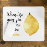 Modern Funny Lemon Yellow Quote Mouse Mat<br><div class="desc">Modern Funny Lemon Yellow Quote</div>