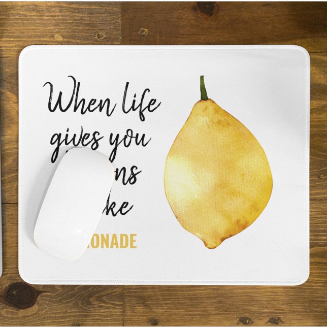 Modern Funny Lemon Yellow Quote Mouse Mat (Creator Uploaded)