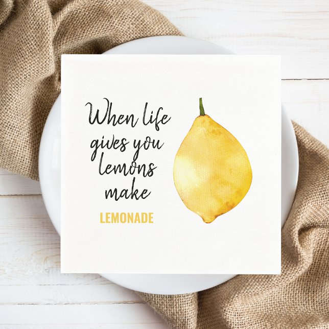 Modern Funny Lemon Yellow Quote Napkin (Creator Uploaded)