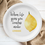 Modern Funny Lemon Yellow Quote Paper Plate<br><div class="desc">Modern Funny Lemon Yellow Quote</div>