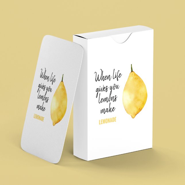 Modern Funny Lemon Yellow Quote Playing Cards (Creator Uploaded)