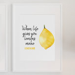 Modern Funny Lemon Yellow Quote Poster<br><div class="desc">Modern Funny Lemon Yellow Quote</div>