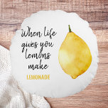 Modern Funny Lemon Yellow Quote Round Cushion<br><div class="desc">Modern Funny Lemon Yellow Quote</div>