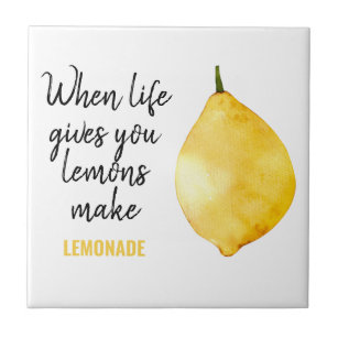 Modern Funny Lemon Yellow Quote Tile