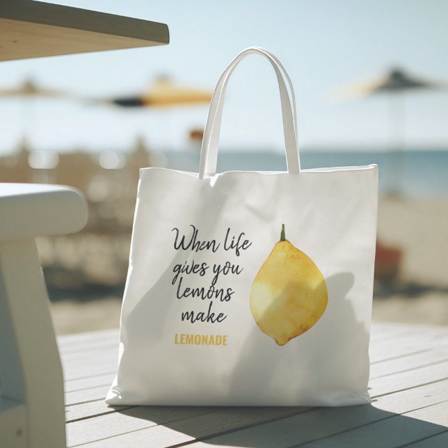 Modern Funny Lemon Yellow Quote Tote Bag (Creator Uploaded)