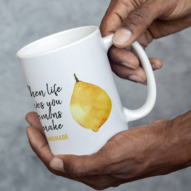 Modern Funny Lemon Yellow Quote Two-Tone Coffee Mug (Creator Uploaded)