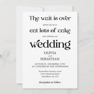 Modern Funny Minimalist Script White Wedding Invitation