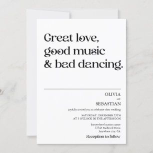 Modern Funny Minimalist Typography White Wedding Invitation