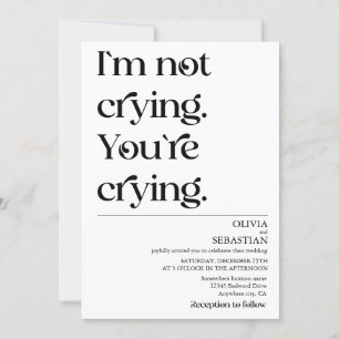 Modern Funny Minimalist Typography White Wedding Invitation