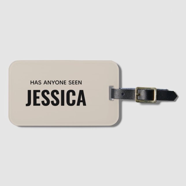 Modern Funny Monogram Personalised Name Luggage Tag (Front Horizontal)