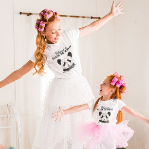 Modern Funny Panda Black And White With Quote Baby Bodysuit