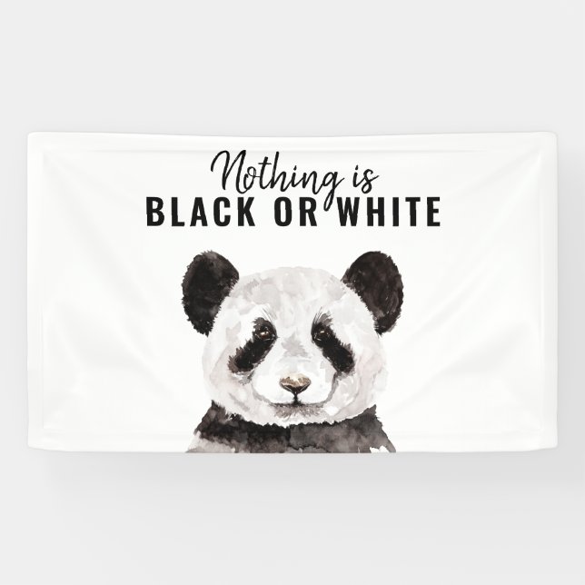 Modern Funny Panda Black And White With Quote Banner (Horizontal)
