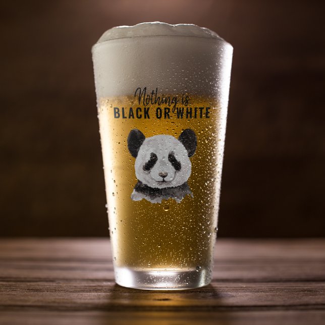 Modern Funny Panda Black And White With Quote Glass (Creator Uploaded)