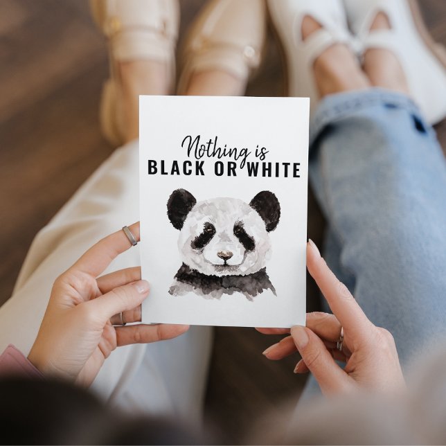 Modern Funny Panda Black And White With Quote Holiday Card (Creator Uploaded)