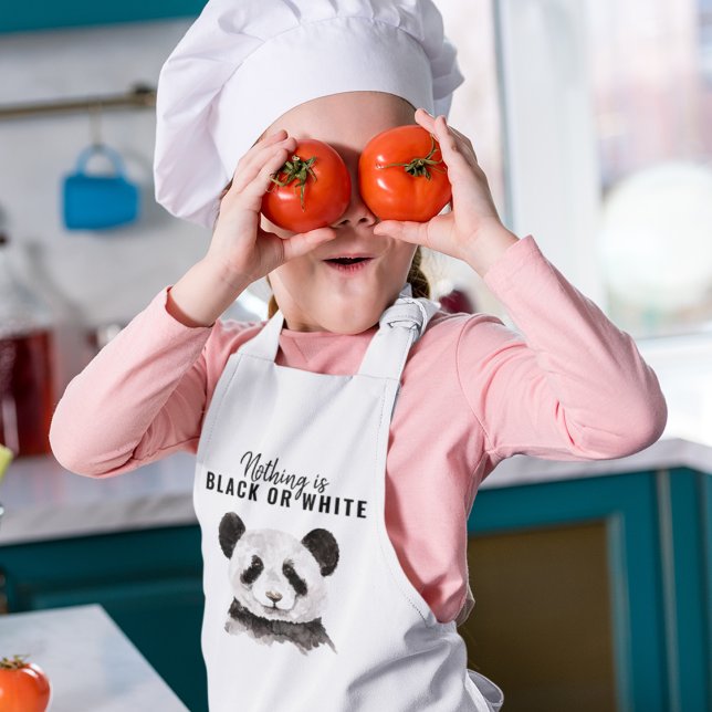 Modern Funny Panda Black And White With Quote Kids Apron (Creator Uploaded)