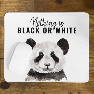 Modern Funny Panda Black And White With Quote Mouse Mat