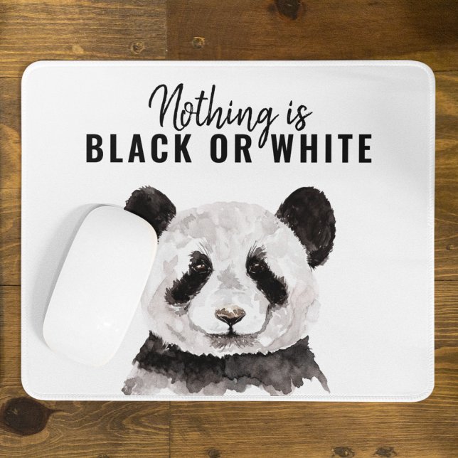 Modern Funny Panda Black And White With Quote Mouse Mat (Creator Uploaded)