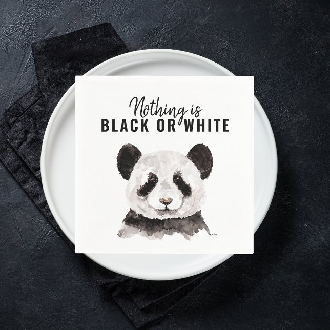 Modern Funny Panda Black And White With Quote Napkin (Creator Uploaded)