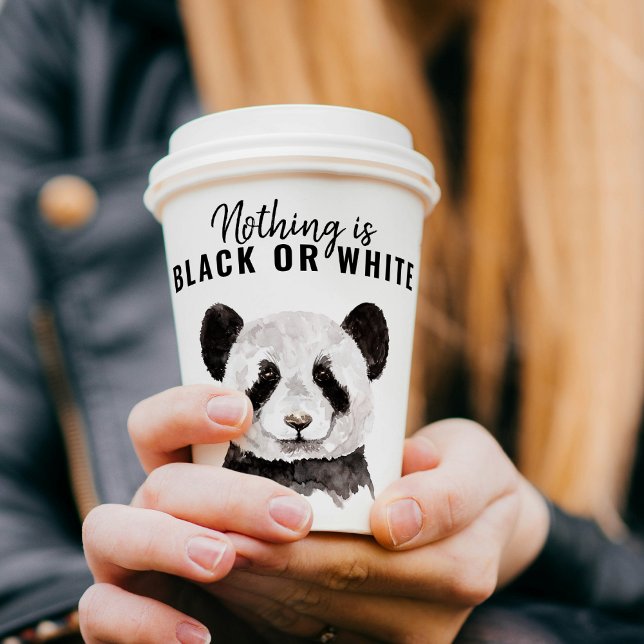 Modern Funny Panda Black And White With Quote Paper Cups (Creator Uploaded)