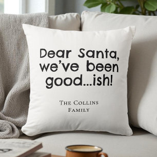 Modern Funny Santa Black Festive Humor Christmas Cushion