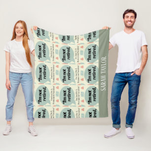 Modern Funny Saying Retirement Name Monogram  Fleece Blanket