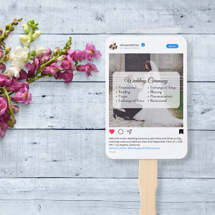 Modern Funny Social Media Wedding Program Hand Fan