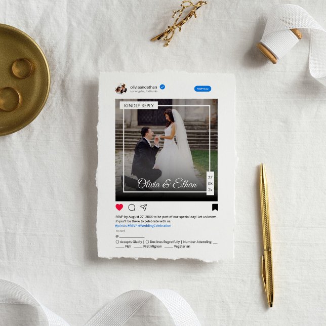 Modern Funny Social Media Wedding RSVP Card (Creator Uploaded)