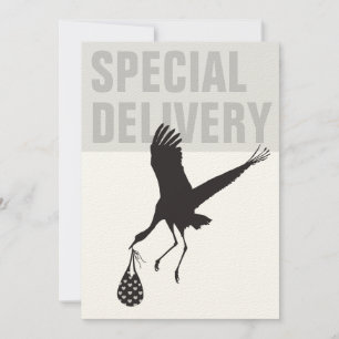  Modern Funny Stork Neutral Baby Shower Invitation