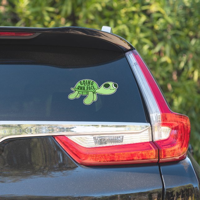 Modern Funny Tortoise Lover Quote Green Text (Car Side)
